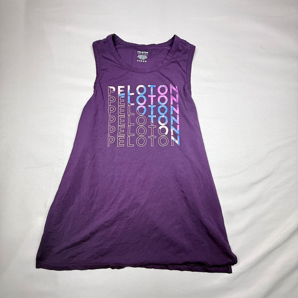 Peloton Womens Purple Graphic Tank Top Sleeveless Supima Cotton Blend Medium
